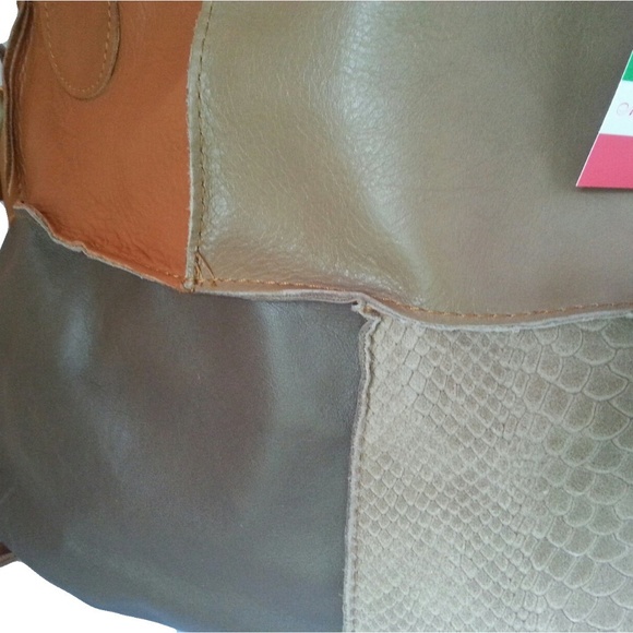 Etasico Leather Handbag Patchwork Snakeskin Bag - Picture 3 of 8